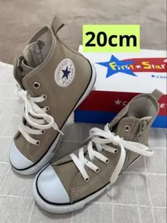 【美品】コンバース 20cm ベージュ 子ども靴 ハイカット スニーカー