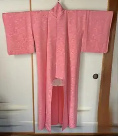 ピンク 花柄地模様袷着物