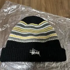 Stussy ニット帽 ビーニー ブラック イエロー