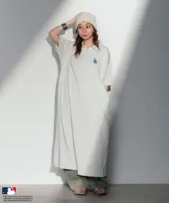 FREAK'S STORE MLB 半袖 ロゴ刺繍ポロワンピース