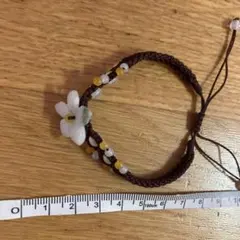 天然石 花モチーフ ブレスレット 調整可能