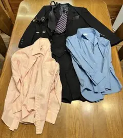 フォーマルスーツセット 卒園式 130cm ネクタイ・サスペンダー・シャツ2枚付