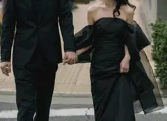 【オーダー品】サテン&チュール　ブラックドレス