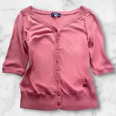 BURBERRY ブルーレーベル　カーディガン　ホースロゴ　ロゴボタン　ギャザー