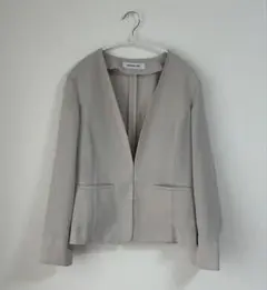 ナチュラルビューティーベーシック 【洗える】ノーカラージャケットM ライトグレー