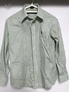 ラルフローレンスポーツ　ストライプシャツグリーン緑レディース2スリムフィット