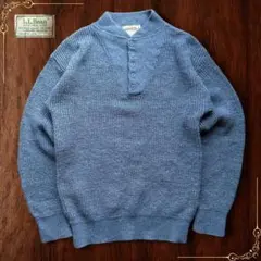 80s USA製 L.L.Bean ヘンリーネック ウールニット 水色 ブルー