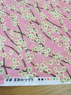 桜花柄ピンク綿生地