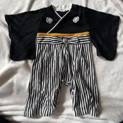 キッズ男の子80 ベビーロンパース袴はかま黒　誕生日結婚式七五三記念撮影