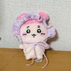 フリルヘッドドレス　ピンク　白　紫　ちいかわ　ぬい服　おすわりぬいぐるみ　ぬい帽
