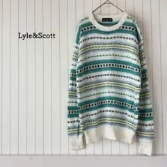 ライル&スコット フェアアイル柄ニット 総柄 幾何学 白 マルチカラー 美品