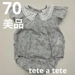 ベビー　ロンパース　半袖　花柄　tete a tete