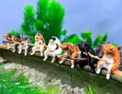 ネコ　釣り　ミニチュアフィギュア　7匹セット　新品