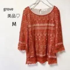 美品♡グローブ チュニック　ブラウス　プルオーバー　レース 七分袖　Mのサムネイル