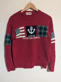 90s McGREGOR SPORTS ニット セーター レッド Mサイズ