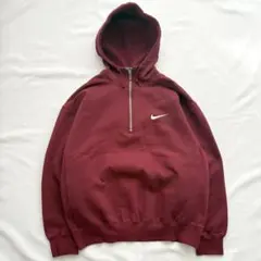 【90s】NIKE ナイキ 白タグ スウォッシュロゴ ハーフジップ パーカー