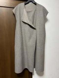 【美品】yori　グレンチェックサイドリボン　ジレ　リバーシブル　ヨリ　ウール 美品】 yori / ヨリ | グレンチェックジレ ベスト | F | グレー