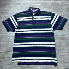 90s フラッグタグ トミーヒルフィガー ボーダー ポロシャツ エンブレムロゴ