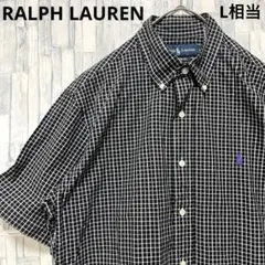 ラルフローレン チェックシャツ 半袖 BDシャツ ブラック シティボーイ