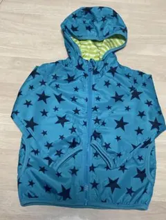 青色 星柄 フード付きジャケット