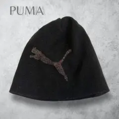 【PUMA プーマ】　ニット帽　ビーニー　ラメ糸　ビックロゴ　ブラックのサムネイル