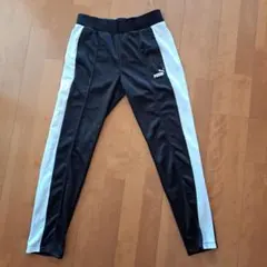 PUMA トレーニングパンツ 黒/白 サイドストライプ　レディース
