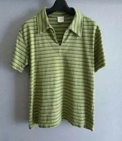 2000年代初期 BEAMS系 スキッパー ポロシャツ グリーン Mのサムネイル