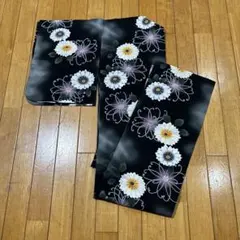 黒　グラデーション　花柄　浴衣