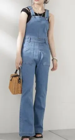 未使用　フーズフーチコchico　フレアデニムサロペット