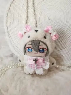 いつぬい ぬい用 ビジュー ハート リボン スタイ よだれかけ 青 モン