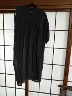 メゾンドソイル　ウールワンピース　黒×グレー　ギンガムチェック