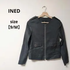 ★良品★INED ダークグレー ジッパー付きジャケット【9/M】