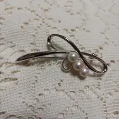 パール 3粒 SILVER ブローチ