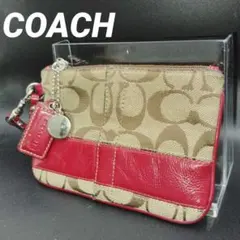 COACH　コーチ　ミニポーチ　シグネチャー　赤　F41637