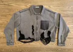 Chico《チコ》デニムジャケット Gジャン グレー ダメージ加工 サイズフリーのサムネイル