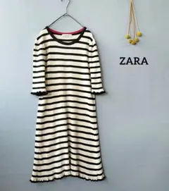ZARA KNIT ザラ◉ボーダー柄リブニットワンピース　美品　サマーニット