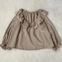 mystic 長袖ブラウス フリル トップス オフショル ピンクベージュ F