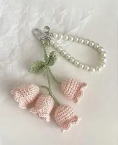 ハンドメイド 花のチャーム ピンク