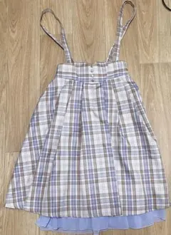 axes femme サス付きレースアップチェックスカート ジャンスカ風