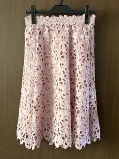 プロポーションボディドレッシング　レースフレアスカート　花柄　ピンク　サイズ3