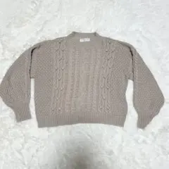 【a0080】アースミュージックエコロジー 長袖ケーブル編みニット ベージュ