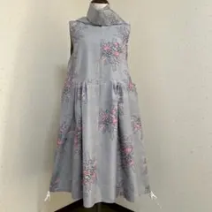 着物リメイク　正絹紬　辻が花タック入りジャンパースカート＊スヌード