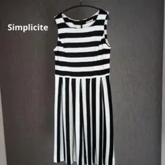 【Simplicite】ストライプ柄ワンピース 白黒　イエナIENA