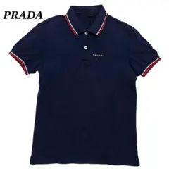 PRADA プラダ 半袖ポロシャツ ネイビー ブランドロゴ ラバーロゴのサムネイル