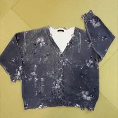 JEANASSI ダメージ加工花柄綿カーディガン
