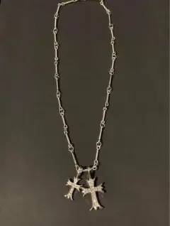 プラチナコーティング　CZダイヤ　クロスネックレス　新品
