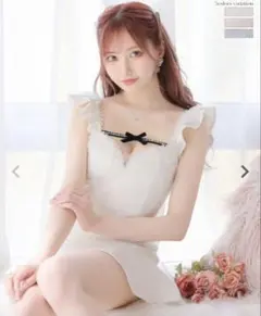 ROBE de FLEURS ホワイトタイトドレス