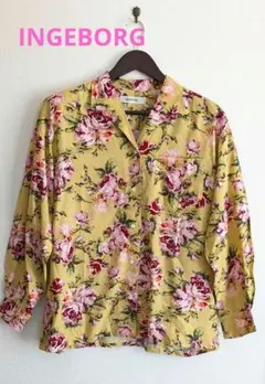 インゲボルグ INGEBORG 長袖 花柄 ローズ柄シャツ レーヨンのサムネイル