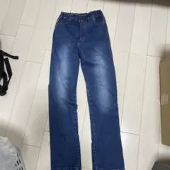 デニムブルー ストレートパンツ ゴムウエスト