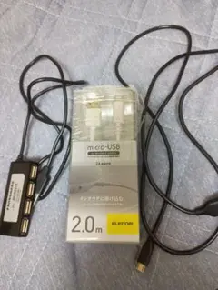 3点セット　充電ケーブル2本（エレコム、Anker）ナカバヤシUSB2.0ハブ